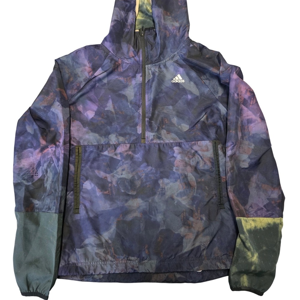 Adidas Climalite Hooded Windbreaker Jacket Abstract Print Women's Small